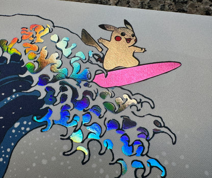 Great Wave Pikachu Pokemon Foiled Playmat