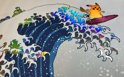 Great Wave Pikachu Pokemon Foiled Playmat