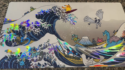 Great Wave Pikachu Pokemon Foiled Playmat